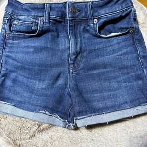 American Eagle Outfitters Blue Jean Shorts Mid-Thigh Cut-Off